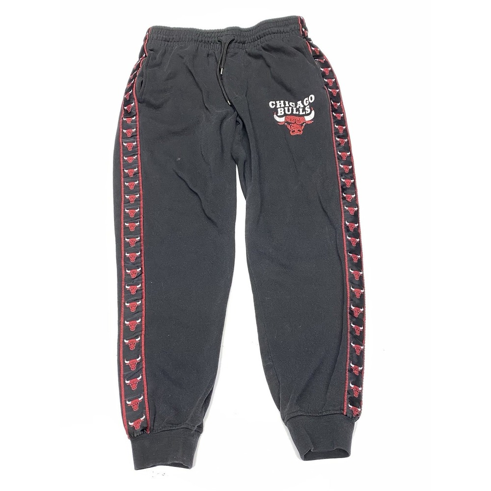 NBA Authentic Chicago Bulls Black Logo Sweatpants-Size Medium Read